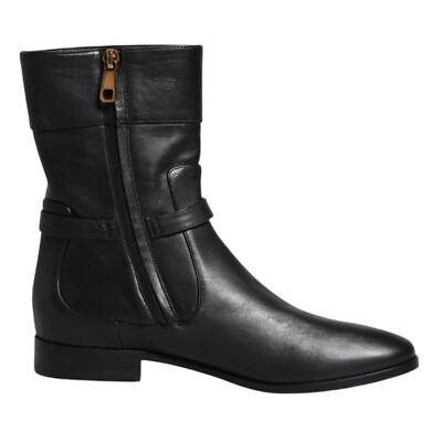 DOLCE & GABBANA Schuhe schwarz Leder Logo halbhohe Stiefel EU37,5 / US7 UVP 1...