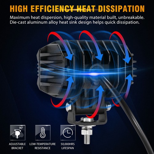Auxbeam 4" pollici luce guida LED gialla da lavoro baccelli fendinebbia e copertura combinazione scudo - Foto 5 di 12