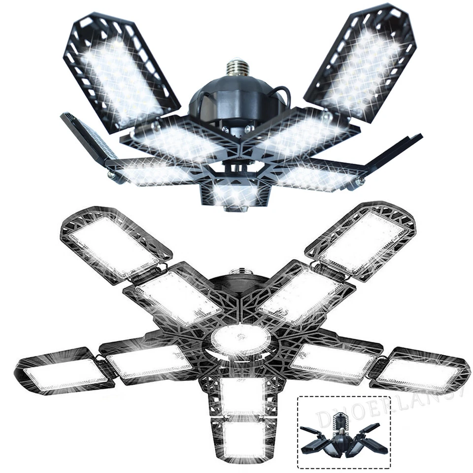 9000000LM Luz LED Garaje Super Brillante Taller Luces de Techo Bombilla Deformable Foto 2 de 4