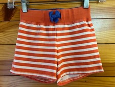 Mini Boden Orange  White Striped Shorts EUC Girls Drawstring Waist Size 5