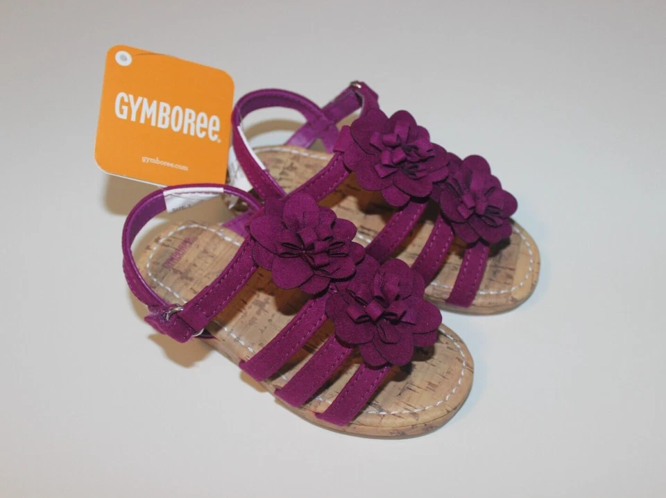 NWT Gymboree Girl’s Size 6 , 7 Jump Into Summer Sandals Purple Flower Wedge Heel - Image 4 of 4