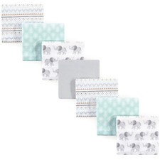 Hudson Baby Infant Cotton Flannel Receiving Blankets Bundle, Gray Elephant