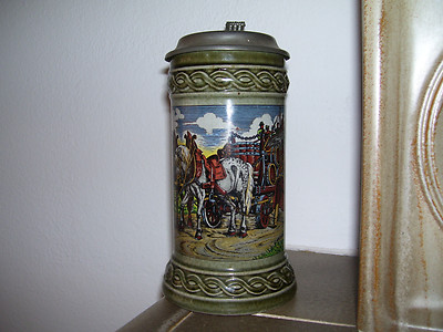 alter Bierkrug Seidel Original ERBO ZINN Stone Ware Staffel