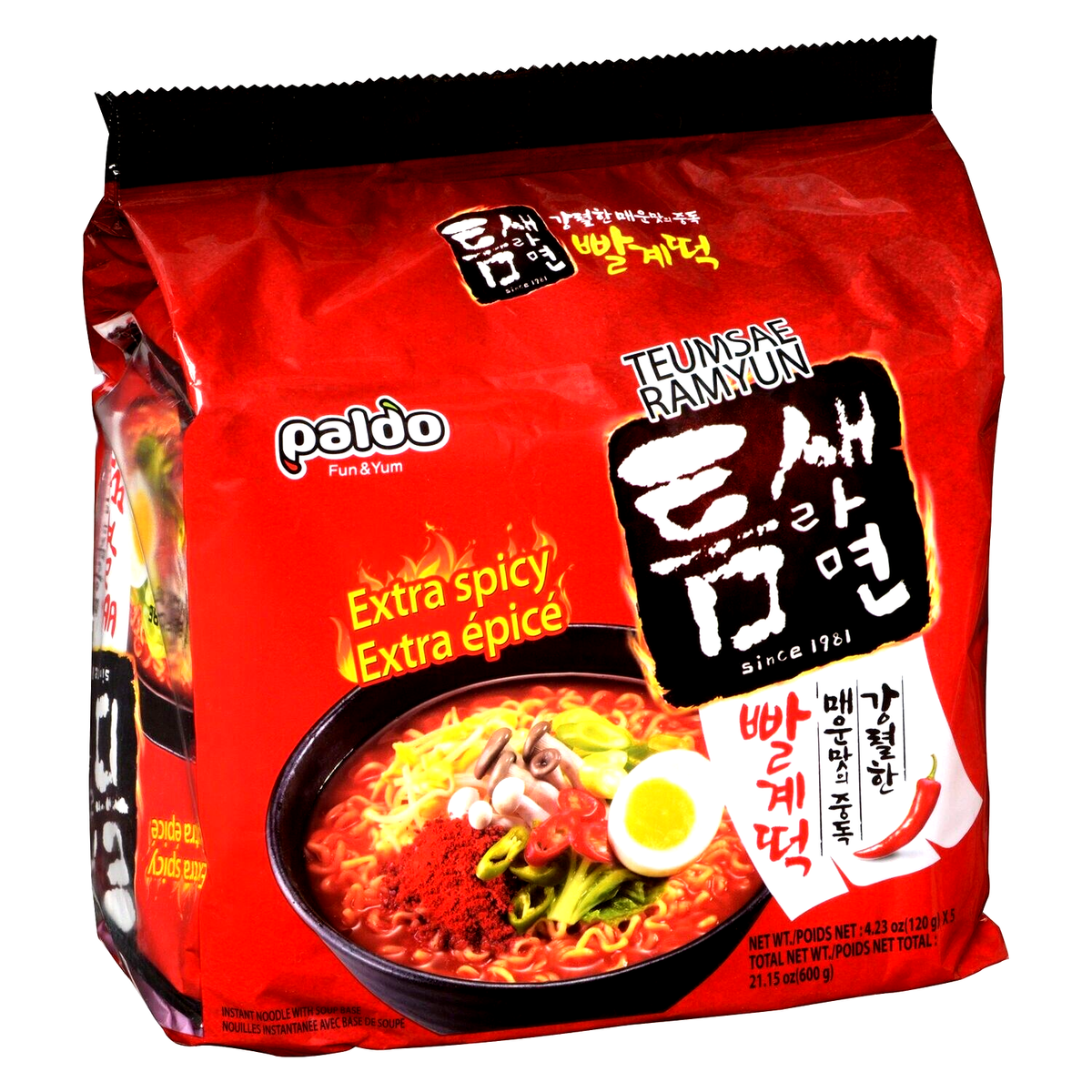 Paldo Teumsae Ramyun Extra Spicy Instant Noodle 4.23 z x 5 Pks