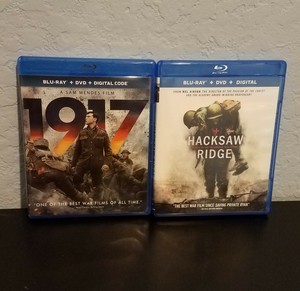 1917 + Hacksaw Ridge Blu Ray, DVD War Movies Bundle No  