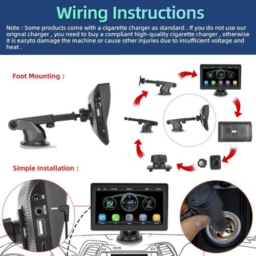 Android Auto Apple CarPlay Tragbar 7 Zoll Autoradio Bluetooth USB TF mit Kamera - Bild 12 von 16