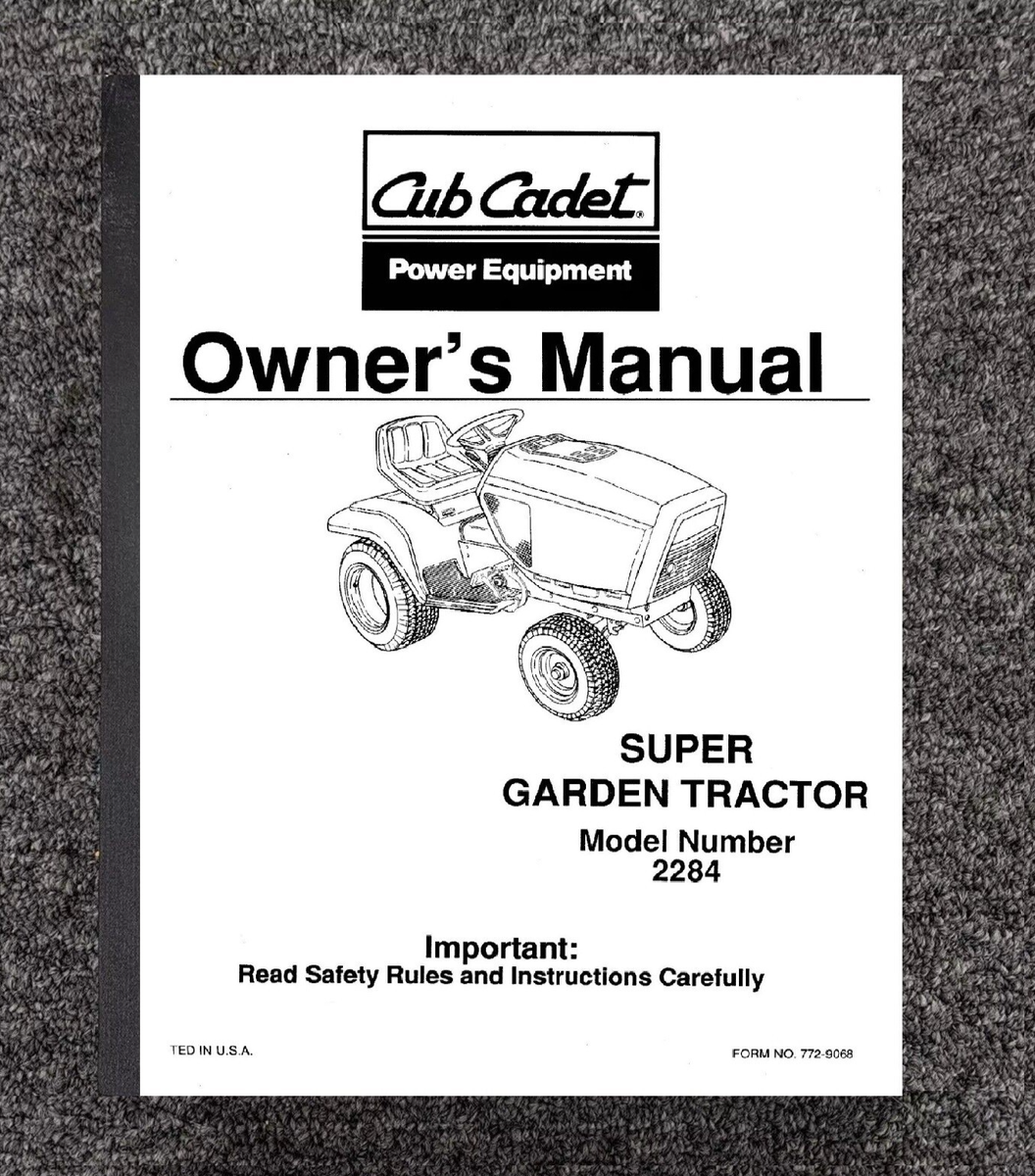 84 Tractor Owner's Manual Super Garden Cub Cadet Model 2284 | eBay