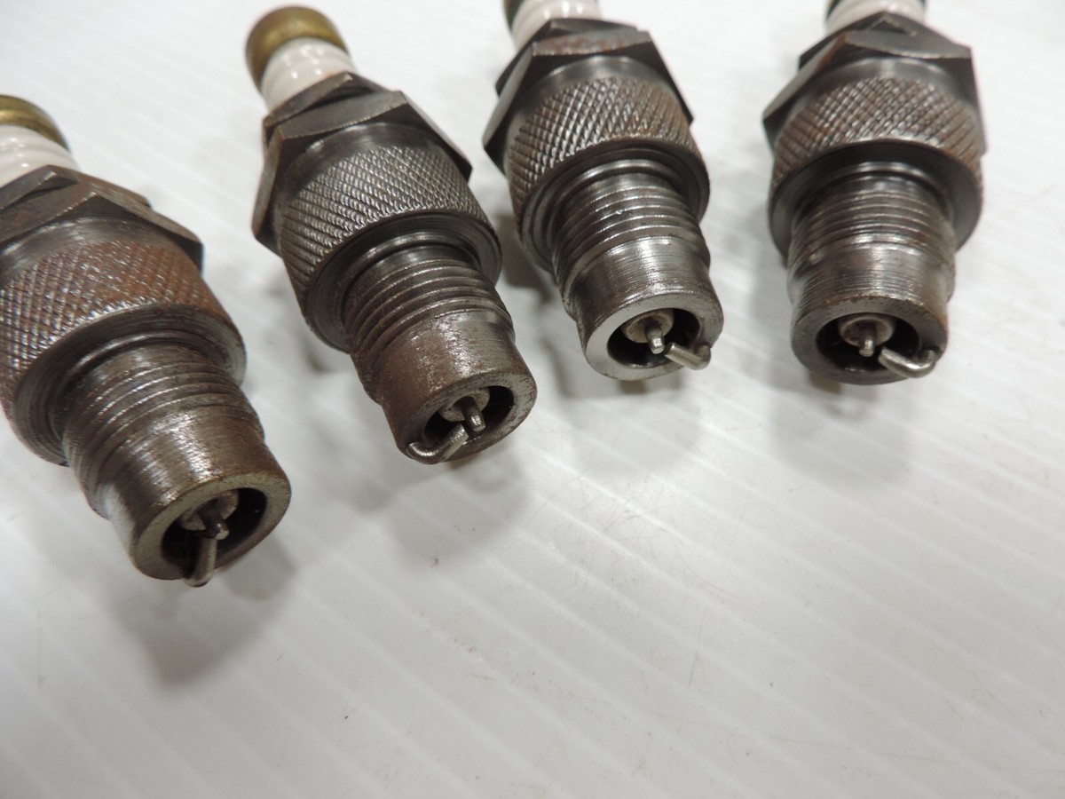 Vintage 1920's 1930's Champion 9 Brass Top Spark Plugs - Set