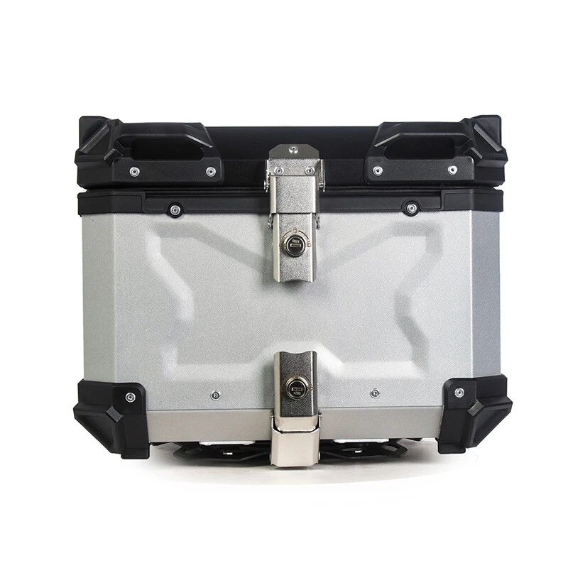 45L Motorcycle Rear Top Box Luggage Aluminium Tail Carrier Case Universal Silver - Image 2 of 4