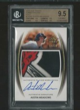 LEAF TRINITY AUSTIN MEADOWS PIRATES RC JUMBO LOGO SLEEVE PATCH AUTO BGS 9.5 GEM