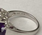 Amethyst Three Stone Sterling Silver Butterfly Pronged Size 5.75 Ring 3.7g — photo 5