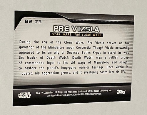2021 Topps Star Wars Bounty Hunters PRE VIZSLA LEVEL 2 BLUE B2-73 - Picture 2 of 2