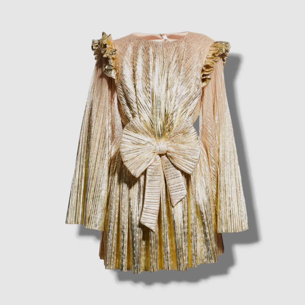 $2040 Raisa Vanessa Women's Gold Ruffle-Shoulder Bow-Front Mini Dress Size  42 | eBay