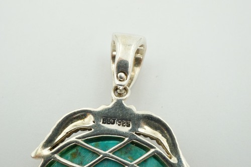 BBJ Sterling Silver 925 Turquoise Hinged Bail Pendant - Picture 5 of 8