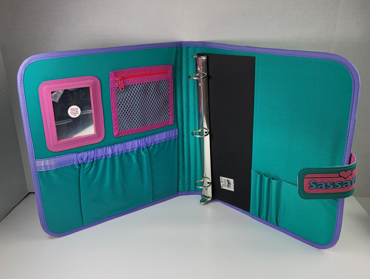 Mead Sassafras Quilted Trapper Keeper Binder Teal Purple 2 Folders