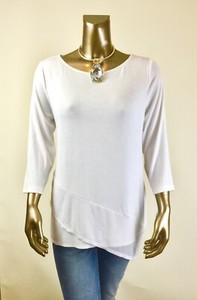 CHICO-039-S-NWT-SIZE-2-L-WHITE-MESH-DETAIL-3-4-SLV-TUNIC-85