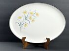 Mcm Cream Multicolor Floral 13" Oval Serving Platter Tray-Yellow Gold Flowers