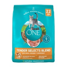 (2 pack) Purina ONE Tender Select Blends Dry Cat Food, Chicken, 22 lb Bag 1.70 per pound