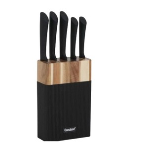 Couteau en acier inoxydable Kit cuisine Cusino 6 Pc avec chef de bloc de stockage en bois Kni