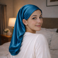 100 Mulberry Silk Sleep Bonnet for Curly Hair  Braids, Thick or Long Hair