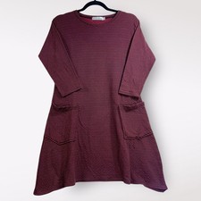 Cut Loose XS Dress 3/4 Sleeve Striped Pockets Shift Maroon Midi Raglan Cozy $129