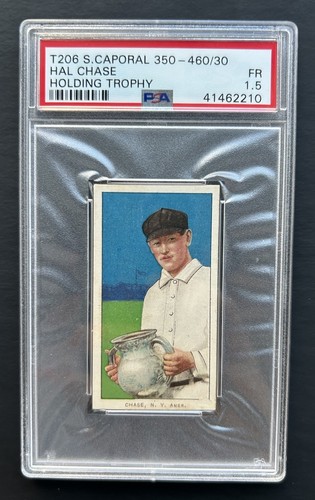 T206 1909-1911 HAL CHASE HOLDING TROPHY NEW YORK SWEET CAPORAL PSA 1.5 SHARP