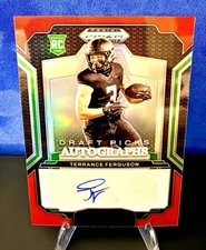 2025 Prizm Draft Picks Terrance Ferguson Red Auto /399 RC Rams 
