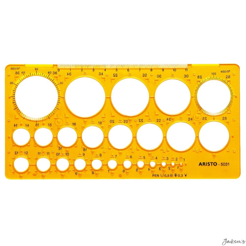 Aristo Circle Template Non Reflective Plastic 1-36mm 25 Circles Drawing
