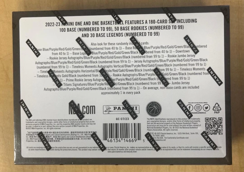 2022-23 Panini One and One Basketball Factory Sealed Hobby Box Downtowns! - Image 2 of 2