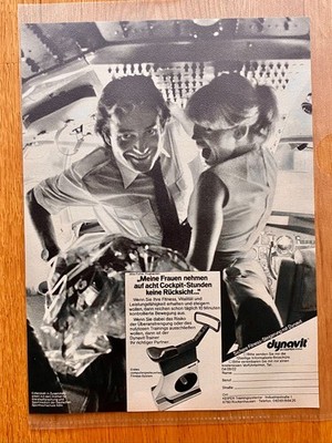 Dynavit Trainer Fitness Pilot & Frau im Cockpit 1977 Vintage Ad Werbung Reklame