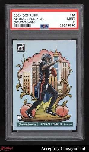 2024 Donruss Downtown Regular #14 Michael Penix Jr. RC Rookie SP PSA 9 Falcons