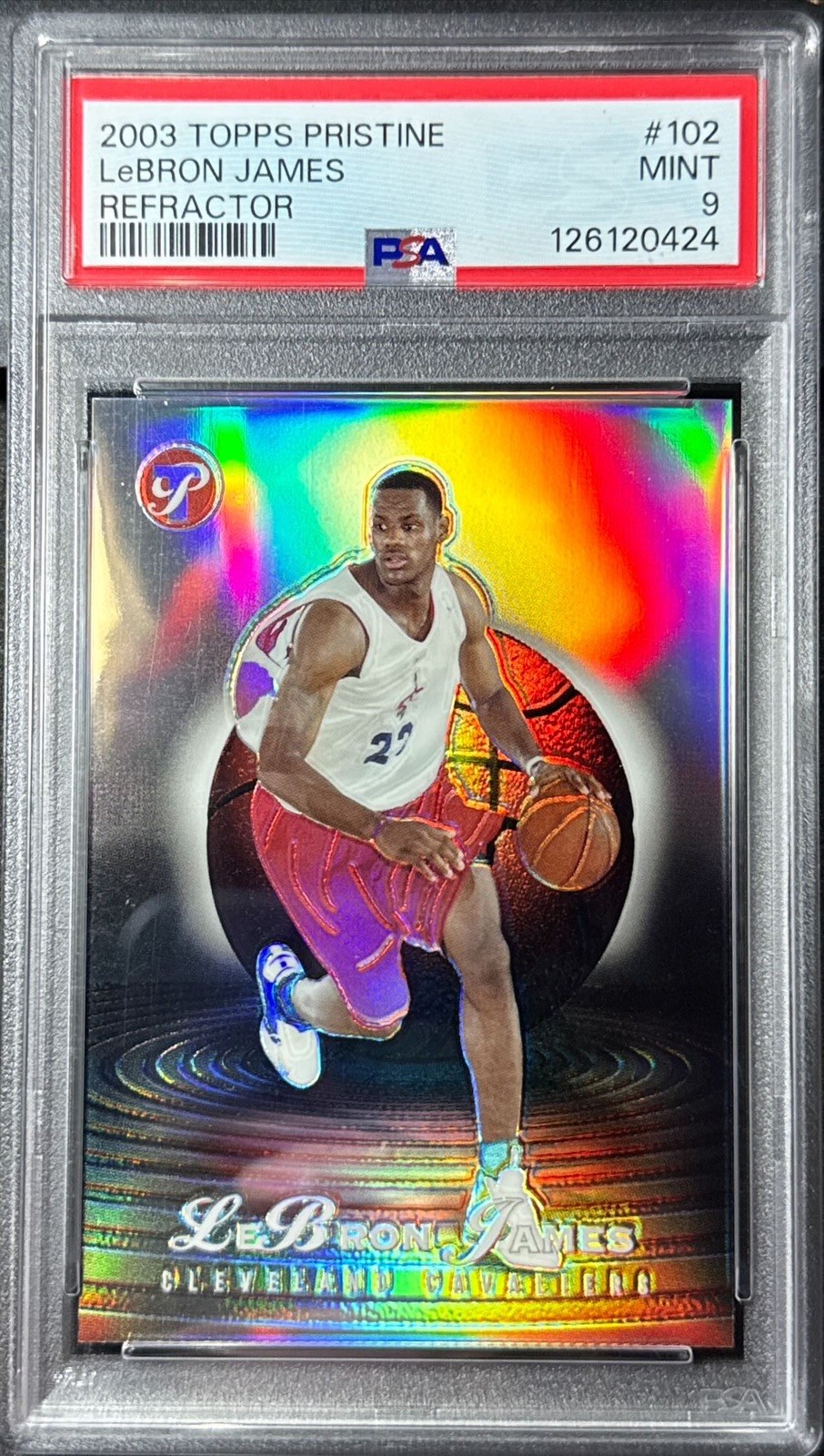 2003-04 Topps Pristine #102 LeBron James RC Rookie Refractor /499 PSA 9 RARE