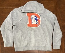 Mens Size L Nike Denver Broncos Throwback Logo Grey Hoodie Sweatshirt NFL