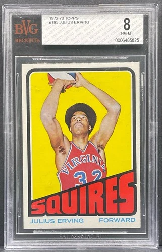 1972-73 Topps Julius Erving #195 Rookie Card HOF RC BVG 8 NM-MT CENTERED & SHARP