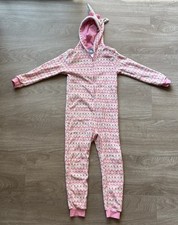 Max  Olivia Size Medium 7/8 Hooded Unicorn Fleece Full Length Pajamas New Tags 