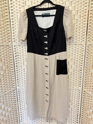 Vintage Mode Aus Salzburg H Moser Leinen Kleid EU 46 UK 16 18 Oktoberfest Austria