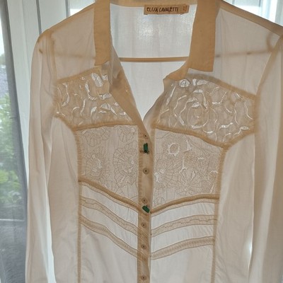 Elisa Cavaletti Damen Bluse, Langarm, Weiß, Größe XL