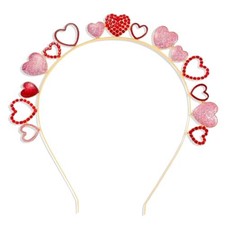 Valentines Headband for Women, Glitter Love Heart Headbands, Red Crystal