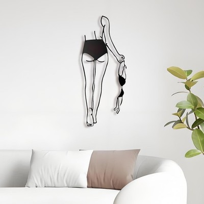 3D Metal Sexy Abstract Wall Art Decor for Bedroom Women,Modern Black Bathroom...