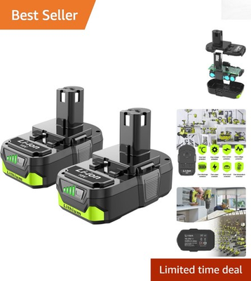 #ad 2 Pack 18V 3.0Ah Lithium Ion Battery Replacement for Ryobi Power Tools $53.99