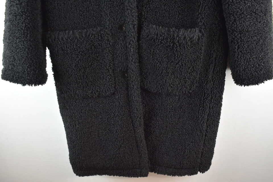 Abrigo PAPAYA Oso de Peluche Negro Talla Uk 8 Mujer Abrigo Abotonado Informal Exterior Foto 3 de 4