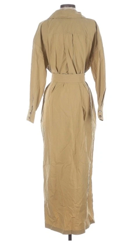 Banana Republic Long Wrap Silhouette Dress Tan - Small Foto 2 de 4