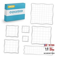CoguZed 7 Pcs Acrylic Stamp Blocks with Grid Lines, Clear Wavy Edge Easy Grip