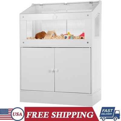 Wooden Hamster Cage Small Animal Cage Chinchilla Guinea Pig with Storage Cabinet