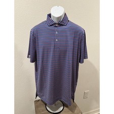 RLX Ralph Lauren Mens Golf Polo Shirt Blue White Red Striped Wicking Size M NEW
