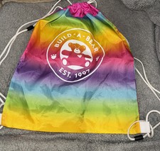 Build a Bear BAB Multi-Color Rainbow Tie Dye Drawstring Bag Sling Backpack