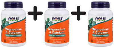3 x NOW Foods Magnesium & Calcium with Zinc and Vitamin D3 - (183,17 EUR/kg)