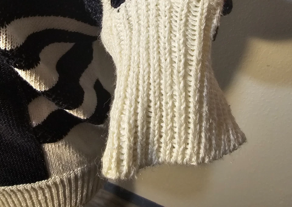 Suéter tejido italiano vintage Dino Valiano para mujer color crema negro mezcla de lino talla M Foto 3 de 4