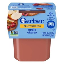 Gerber 2nd Foods Non-GMO Apple Cherry Puree Baby Food Tub, 2x 4 oz Tubs, 8 x 8 o