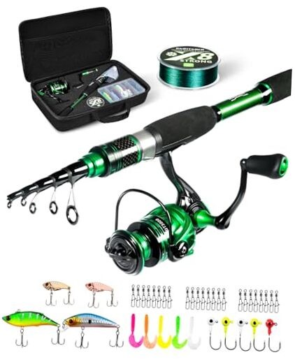  Fishing Rod and Reel Combo Graphite 7 ft Full Kit with Carr
